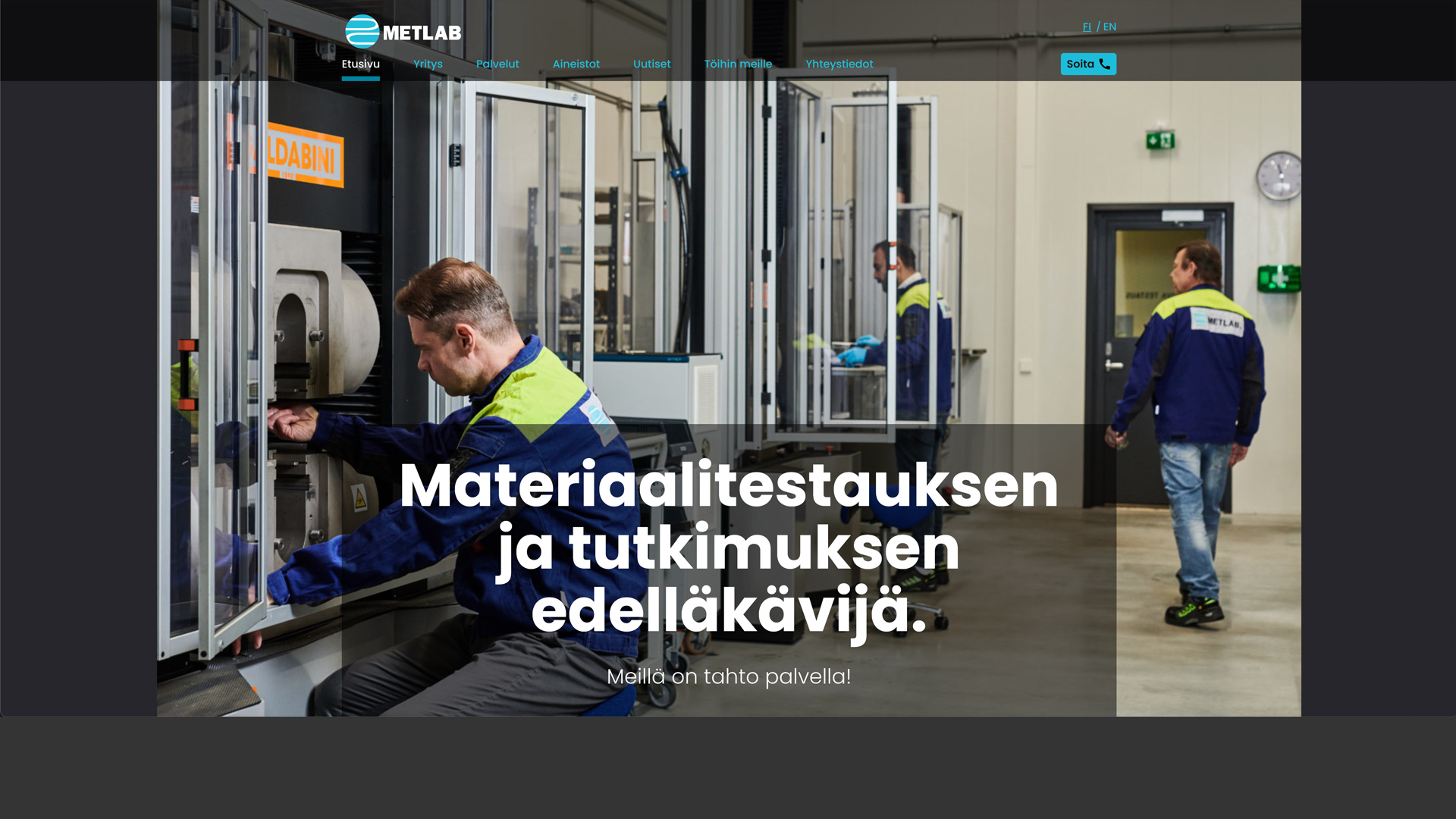 The ruuti digimainonnan palvelut kuva metlab sivustosta, jossa työntekijät tekevät työtään.