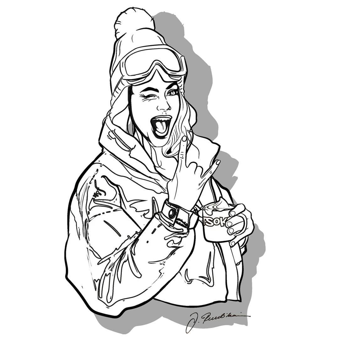 the ruuti mainoskuvatuotanto digipiirros kaakao skimbamimmi joka juo kaakaota.