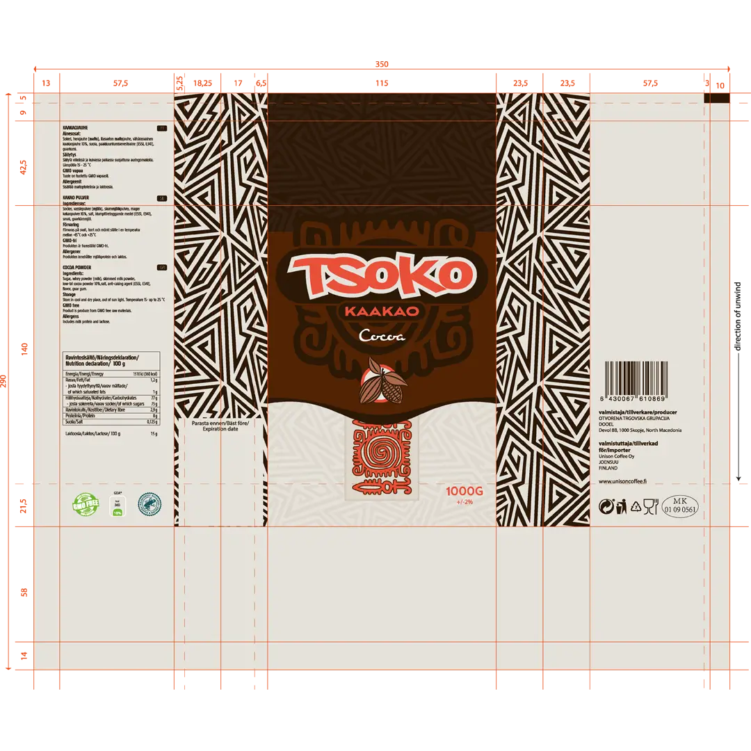 the ruuti oy tsoko kaakao painoaineisto.