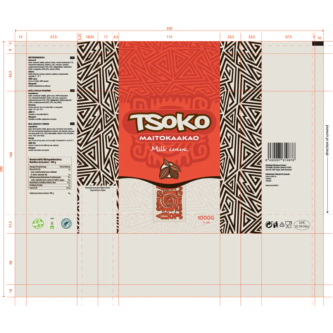 the ruuti oy tsoko maitokaakao painoaineisto.